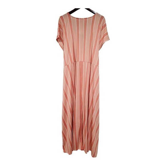 Eloquii Elements Womens Plus Sz 22/24 Peach Wrap Front Maxi Dress Striped Multi - Picture 12 of 12